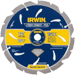 Irwin Blades - 12" Diam, 1" Arbor Hole Diam, 8 Tooth Wet & Dry Cut Saw Blade - Diamond-Tipped, Smooth Action, Standard Round Arbor - Industrial Tool & Supply