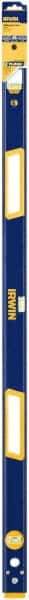 Irwin - 48" Long 3 Vial Box Beam Level - Aluminum, Blue/Yellow, 1 Level & 2 Plumb Vials - Industrial Tool & Supply