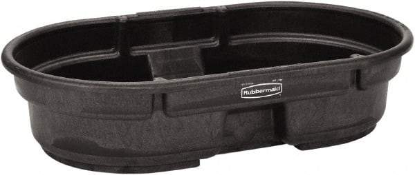 Rubbermaid - 50 Gallon Black Oval Plastic Stock Tank - 12" High x 31" Diam - Industrial Tool & Supply