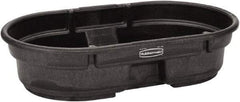 Rubbermaid - 50 Gallon Black Oval Plastic Stock Tank - 12" High x 31" Diam - Industrial Tool & Supply