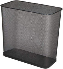 Rubbermaid - 7-1/2 Gal Black Rectangle Decorative Waste Receptacle With Top - Steel, 14" High x 16" Wide - Industrial Tool & Supply