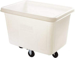 Rubbermaid - 400 Lb Load Capacity, 12 Cu Ft, 9.6 Bushels, Polyethylene Cube Truck - 28" Wide x 42-3/4" Long x 33" High, White - Industrial Tool & Supply