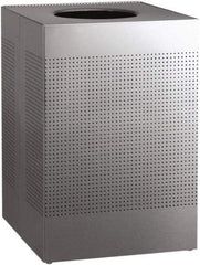 Rubbermaid - 40 Gal Silver Square Decorative Waste Receptacle With Top - Stainless Steel, 794mm High x 552.45mm Long x 552.45mm Wide - Industrial Tool & Supply