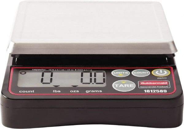 Rubbermaid - 10 Lb. Capacity, Digital Portion Control Scale - 0.1 and 1/8 oz. Graduation, 5-1/8 x 5-1/8" Platform - Industrial Tool & Supply