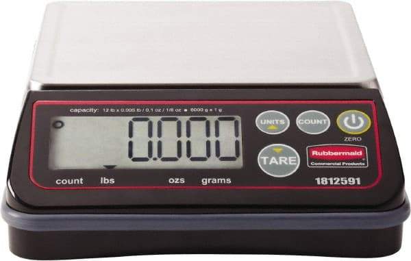 Rubbermaid - 12 Lb. Capacity, Digital Portion Control Scale - 0.1 and 1/8 oz. Graduation, 6-3/8 x 5-3/4" Platform - Industrial Tool & Supply