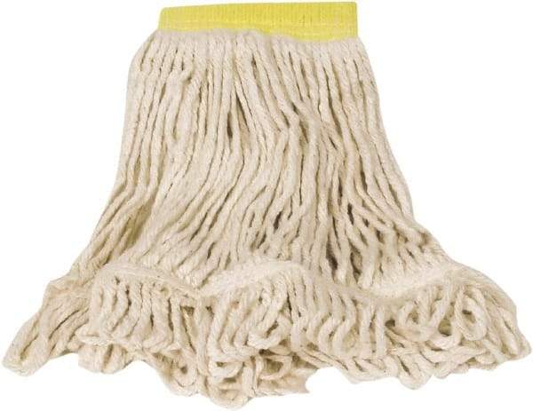 Rubbermaid - Yellow Head Band, Small Blended Fiber Loop End Mop Head - Clamp Jaw & Side Loading Connection - Industrial Tool & Supply