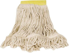 Rubbermaid - Yellow Head Band, Small Blended Fiber Loop End Mop Head - Clamp Jaw & Side Loading Connection - Industrial Tool & Supply