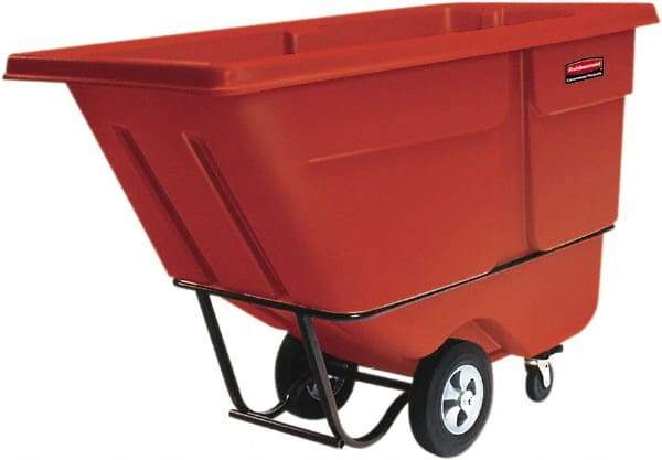 Rubbermaid - 1,250 Lb Load Capacity, 1 Cu Yd, Polyethylene Tilt Truck - 33-1/2" Wide x 72-1/4" Long, Red - Industrial Tool & Supply