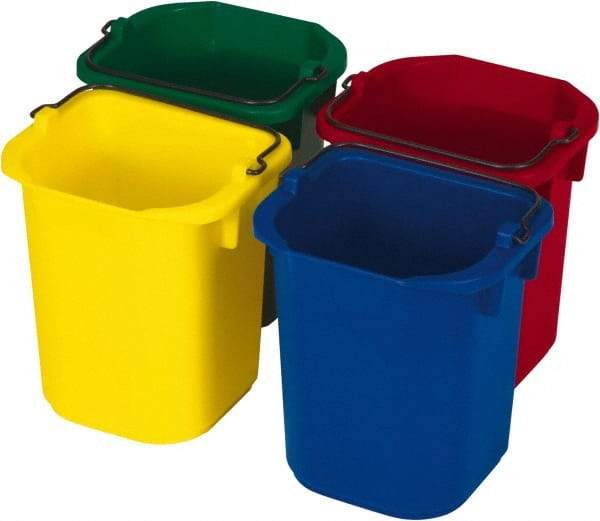 Rubbermaid - 5 Qt, 215.9mm High, Plastic Rectangular Green Single Pail - Handle Included, 190.5mm Top Length x 234.95mm Top Width - Industrial Tool & Supply