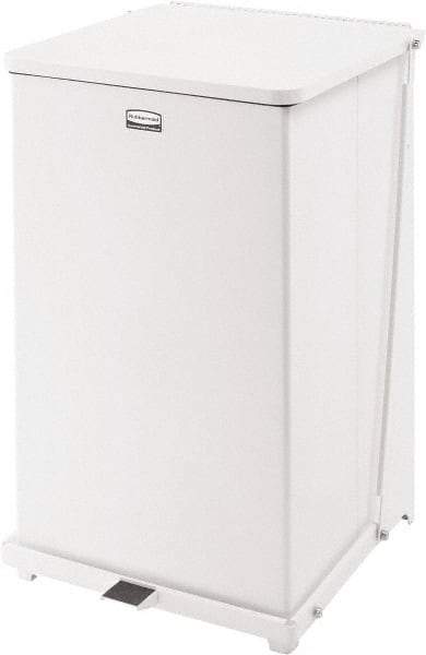 Rubbermaid - 40 Gal Square Unlabeled Trash Can - 30" High x 19" Long x 19" Wide, White, Steel - Industrial Tool & Supply