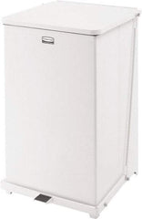 Rubbermaid - 40 Gal Square Unlabeled Trash Can - 30" High x 19" Long x 19" Wide, White, Steel - Industrial Tool & Supply