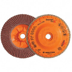 WALTER Surface Technologies - 60 Grit, 6" Disc Diam, 5/8-11 Center Hole, Type 28 Ceramic Flap Disc - 10,200 Max RPM, Plastic Backing, Arbor Attaching System, Coated - Industrial Tool & Supply