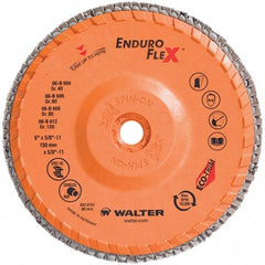 WALTER Surface Technologies - 40 Grit, 6" Disc Diam, 5/8-11 Center Hole, Type 28 Ceramic Flap Disc - 10,200 Max RPM, Plastic Backing, Arbor Attaching System, Coated - Industrial Tool & Supply