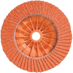 WALTER Surface Technologies - 36 & 60 Grit, 5" Disc Diam, 5/8-11 Center Hole, Type 28 Ceramic Flap Disc - 12,200 Max RPM, Plastic Backing, Arbor Attaching System, Coated - Industrial Tool & Supply