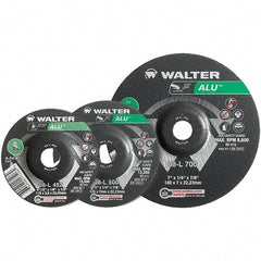 WALTER Surface Technologies - 24 Grit, 9" Wheel Diam, 1/4" Wheel Thickness, Type 27 Depressed Center Wheel - Aluminum Oxide, Resinoid Bond, 6,600 Max RPM - Industrial Tool & Supply