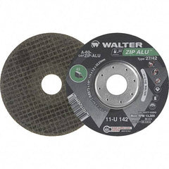 WALTER Surface Technologies - 60 Grit, 5" Wheel Diam, 3/64" Wheel Thickness, 7/8" Arbor Hole, Type 27 Depressed Center Wheel - Aluminum Oxide, Resinoid Bond, 12,200 Max RPM - Industrial Tool & Supply