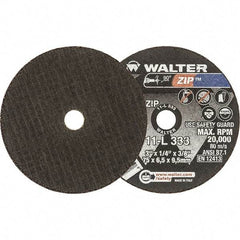 WALTER Surface Technologies - 3" 24 Grit Aluminum Oxide Cutoff Wheel - 1/4" Thick, 3/8" Arbor, 25,470 Max RPM, Use with Die Grinders - Industrial Tool & Supply