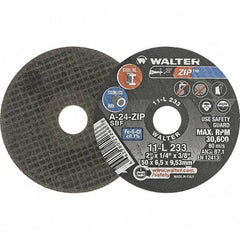 WALTER Surface Technologies - 2" 24 Grit Aluminum Oxide Cutoff Wheel - 1/4" Thick, 3/8" Arbor, 31,000 Max RPM, Use with Die Grinders - Industrial Tool & Supply