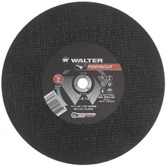 WALTER Surface Technologies - 14" 24 Grit Aluminum Oxide Cutoff Wheel - 1/8" Thick, 7/8" Arbor, 5,400 Max RPM, Use with Electric & Gas Powered Saws - Industrial Tool & Supply