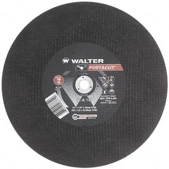 WALTER Surface Technologies - 14" 24 Grit Aluminum Oxide Cutoff Wheel - 1/8" Thick, 20mm Arbor, 5,400 Max RPM, Use with Electric & Gas Powered Saws - Industrial Tool & Supply