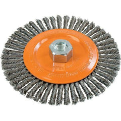 WALTER Surface Technologies - 6" OD, 5/8-11 Arbor Hole, Stringer Bead Steel Wheel Brush - 1/4" Face Width, 0.02" Filament Diam, 10,000 RPM - Industrial Tool & Supply