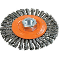 WALTER Surface Technologies - 4" OD, 5/8-11 Arbor Hole, Stringer Bead Steel Wheel Brush - 3/16" Face Width, 0.02" Filament Diam, 20,000 RPM - Industrial Tool & Supply