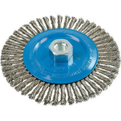 WALTER Surface Technologies - 6" OD, 5/8-11 Arbor Hole, Stringer Bead Stainless Steel Wheel Brush - 1/4" Face Width, 0.02" Filament Diam, 10,000 RPM - Industrial Tool & Supply