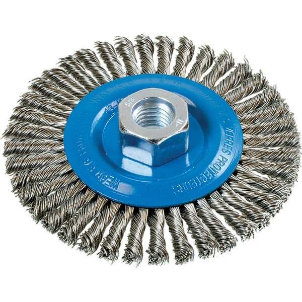 WALTER Surface Technologies - 4-1/2" OD, 5/8-11 Arbor Hole, Stringer Bead Stainless Steel Wheel Brush - 3/16" Face Width, 0.02" Filament Diam, 15,000 RPM - Industrial Tool & Supply