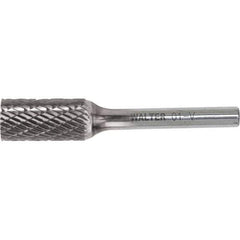WALTER Surface Technologies - 3/8" Cut Diam, 1/4" Shank Diam, Cylinder Head Single Cut Burr - Carbide, 3/4" LOC - Industrial Tool & Supply