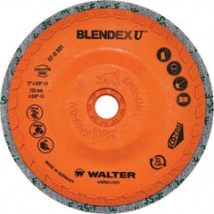 WALTER Surface Technologies - 5" Fine Grade Silicon Carbide Deburring Disc - 5/8-11 Threaded Center Hole, Arbor Connection, Orange, 10,500 Max RPM - Industrial Tool & Supply