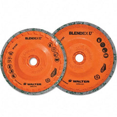 WALTER Surface Technologies - 4-1/2" Fine Grade Silicon Carbide Deburring Disc - 5/8-11 Threaded Center Hole, Arbor Connection, Orange, 10,500 Max RPM - Industrial Tool & Supply