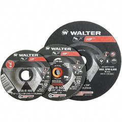 WALTER Surface Technologies - 24 Grit, 5" Wheel Diam, 1/4" Wheel Thickness, Type 27 Depressed Center Wheel - Aluminum Oxide, Resinoid Bond, 12,200 Max RPM - Industrial Tool & Supply