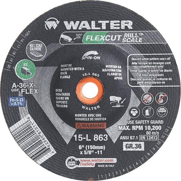 WALTER Surface Technologies - 6" Diam, 36 Grit Surface Grinding Wheel - Industrial Tool & Supply