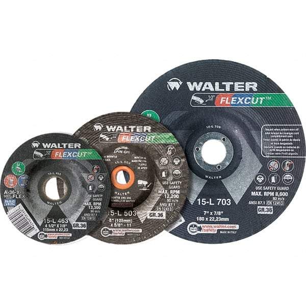 WALTER Surface Technologies - 3" Diam x 3/8" Hole, 36 Grit Surface Grinding Wheel - Aluminum Oxide/Silicon Carbide Blend, Resinoid Bond - Industrial Tool & Supply