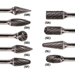 WALTER Surface Technologies - 1/4" Cut Diam, 1/4" Shank Diam, Taper Head Double Cut Burr - Carbide, 5/8" LOC - Industrial Tool & Supply