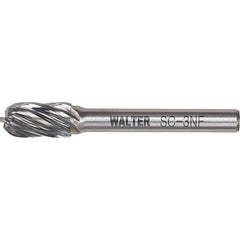 WALTER Surface Technologies - 3/8" Cut Diam, 1/4" Shank Diam, Cylinder Ball End Head Double Cut Burr - Carbide, 3/4" LOC - Industrial Tool & Supply