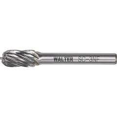 WALTER Surface Technologies - 5/16" Cut Diam, 1/4" Shank Diam, Cylinder Ball End Head Double Cut Burr - Carbide, 3/4" LOC - Industrial Tool & Supply