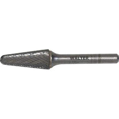 WALTER Surface Technologies - 3/8" Cut Diam, 1/4" Shank Diam, Cone Head Double Cut Burr - Carbide, 1-1/16" LOC - Industrial Tool & Supply