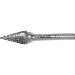 WALTER Surface Technologies - 3/8" Cut Diam, 1/4" Shank Diam, Cone Head Double Cut Burr - Carbide, 5/8" LOC - Industrial Tool & Supply