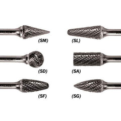 WALTER Surface Technologies - 1/8" Cut Diam, 1/8" Shank Diam, Cone Head Double Cut Burr - Carbide, 1/2" LOC - Industrial Tool & Supply