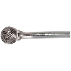 WALTER Surface Technologies - 5/8" Cut Diam, 1/4" Shank Diam, Ball Head Double Cut Burr - Carbide, 9/16" LOC - Industrial Tool & Supply