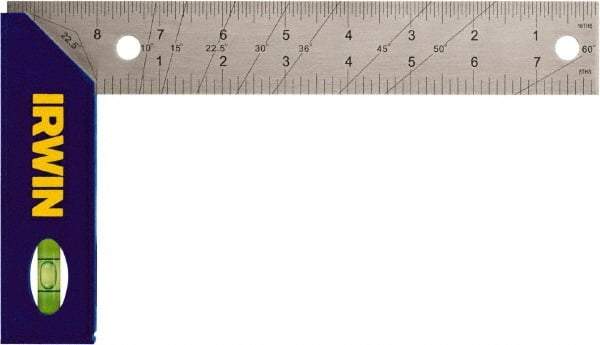 Irwin - 8" Blade Length ABS Plastic (Handle) & Stainless Steel (Blade) Square - Industrial Tool & Supply