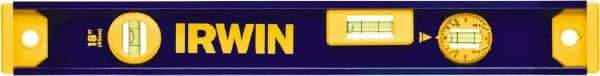 Irwin - Magnetic 18" Long 3 Vial I-Beam Level - Aluminum, Blue/Yellow, 1 Plumb & 2 Level Vials - Industrial Tool & Supply