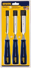 Irwin - 3 Piece Wood Chisel Set - Polypropylene, Sizes Included 1/2 to 1" - Industrial Tool & Supply