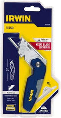 Irwin - Fixed Folding Utility Knife - Metal Handle, 3 Blades Included - Industrial Tool & Supply