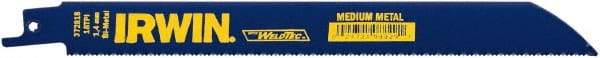 Irwin Blades - 8" Long, Bi-Metal Reciprocating Saw Blade - Straight Profile, 18 TPI, Toothed Edge, Tang Shank - Industrial Tool & Supply