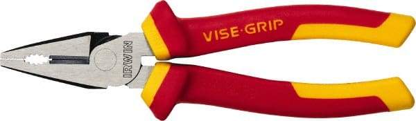 Irwin - 8" OAL, 1-3/4" Jaw Length, Side Cutting High Leverage Pliers - Combination Jaw - Industrial Tool & Supply