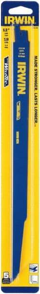 Irwin Blades - 12" Long, Bi-Metal Reciprocating Saw Blade - Straight Profile, 18 TPI, Toothed Edge, Tang Shank - Industrial Tool & Supply