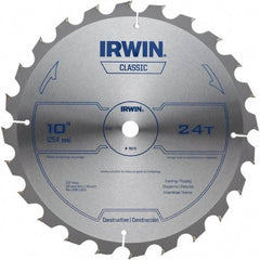 Irwin - 10" Diam, 5/8" Arbor Hole Diam, 24 Tooth Wet & Dry Cut Saw Blade - Carbide-Tipped, Smooth Action, Diamond Arbor - Industrial Tool & Supply
