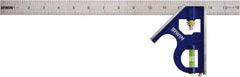 Irwin - 2 Piece, 16" Combination Square Set - 1/16, 1/32, 1/64 & 1/8" (4R) Graduation, Stainless Steel Blade, Cast Zinc Square Head - Industrial Tool & Supply